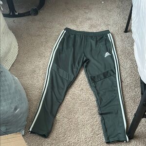 Adidas Green Sweatpants with White Stripes